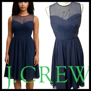 J. Crew Navy Chiffon Silk Sleeveless Dress (6)